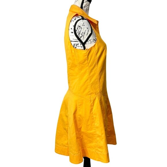 Cinq a Sept Shirt Dress Sleeveless Button-Up Poppy Stretch Yellow Womens Size 4 - Picture 2 of 8